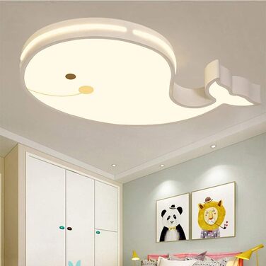 LED Ceiling Lamp Dolphin Shape Dimmable with Remote Control Boy Girl Baby Kids Children's Room Lamps Ceiling Children's Room Bedroom Lamp Room Lighting Chandelier, White, 50cm (White)