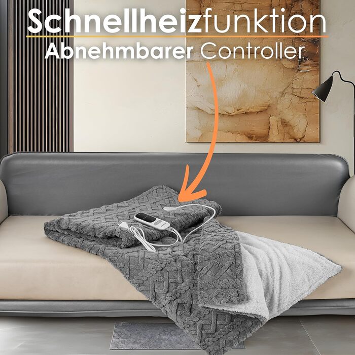 Електрична гріюча ковдра з автовимкненням Kuschelheizdecke 180x130cm, 9 рівнів нагріву, 40°C, пральна