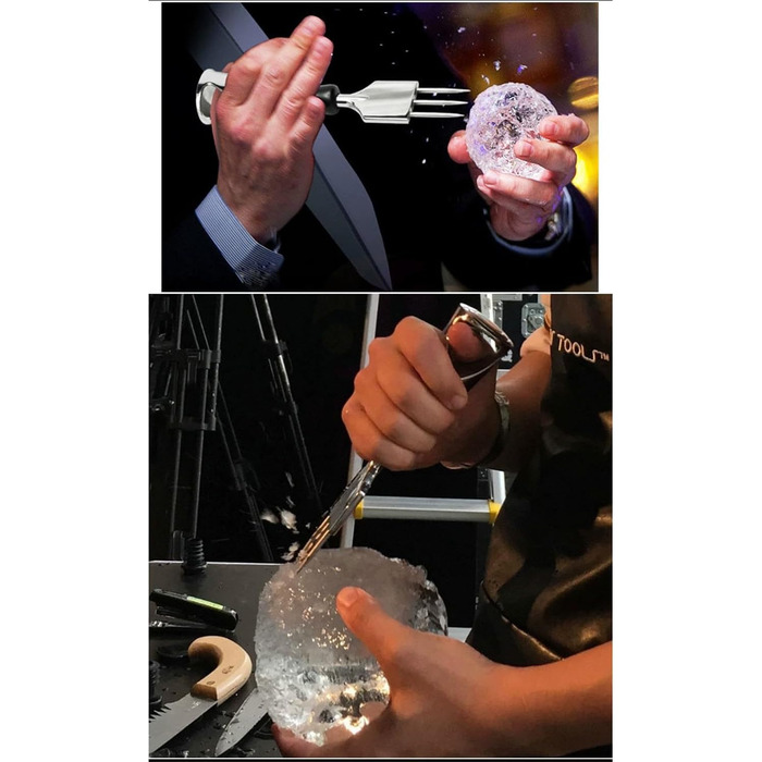 Stainless steel ice pick and three-pronged ice pick, ice crushing tool for home, kitchen, bartender, bar, cocktail, ice crusher, refrigerator freezer de-icer