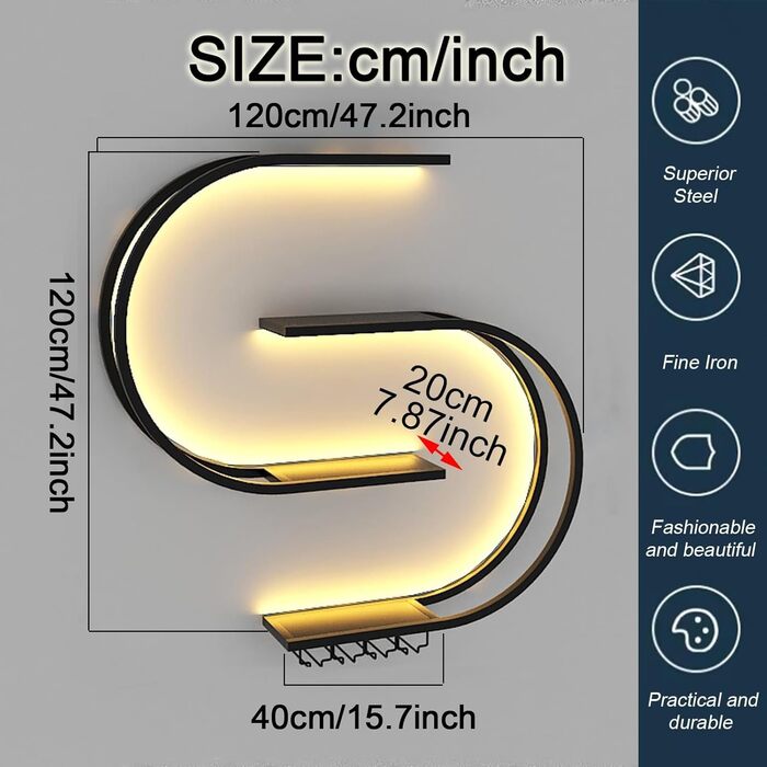Настінна вітрина для вина, напівкругла багатоярусна з гачками для келихів, металева вітрина для винних пляшок, для кухні, бару, кафе (без лампочок) (Чорний, 120 * 20 * 120 см)