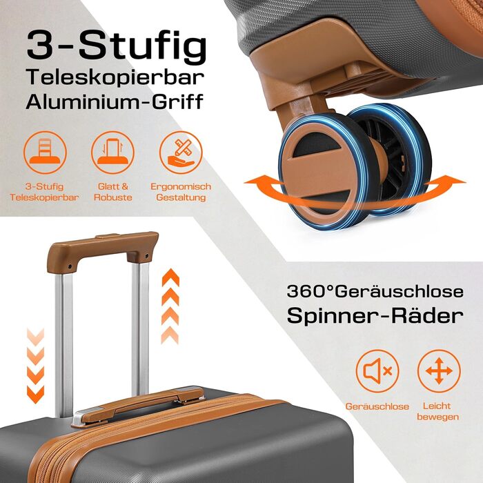 Набір валіз Joyway з ABS-пластику, розширюваний, на 4 колесах з TSA-замком (сірий, M)