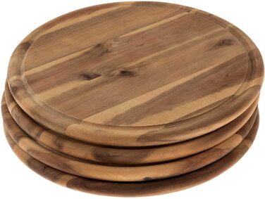 Fleischteller Akazie 4 x Wooden Plates Snack Plates Bread Plates Cutting Boards Ø 30 cm