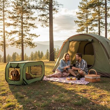 Транспортна переноска для собак та котів, складана Pop-Up, 94x53x53 см, зелена