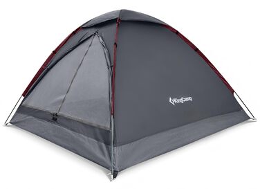 Намет KingCamp 2-3 особи, водонепроникний 3000мм, ультралегкий, сірий - для кемпінгу, туризму, саду (210x180x130 см)