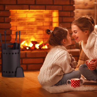 Relaxdays Fireplace Set with Bucket, 5-Piece