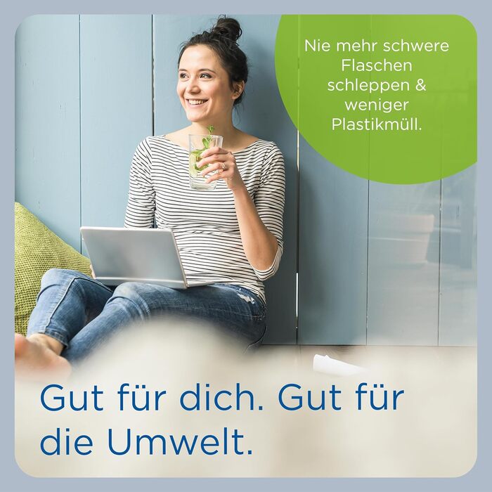 Газова вода BRITA sodaONE (чорний) з CO₂ балончиком та пляшкою PET без BPA | Зробить воду пружною (до 60л на балончик) – газова вода для дому