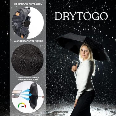 Стійкий до вітру парасолька Rainroyal Drytogo MEDIUM Ø100 см (Жовтий, SMALL Ø95 см) | Парасолька-тростина для подорожей та повсякденного використання | Автоматичний парасолька для жінок та чоловіків