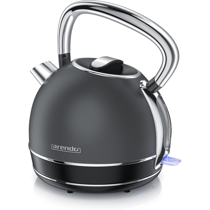 Arendo Retro Stainless Steel Kettle - 2.2L, 2200W, Cool Grey - Electric Kettle with Removable Scale Filter & Auto Shutoff