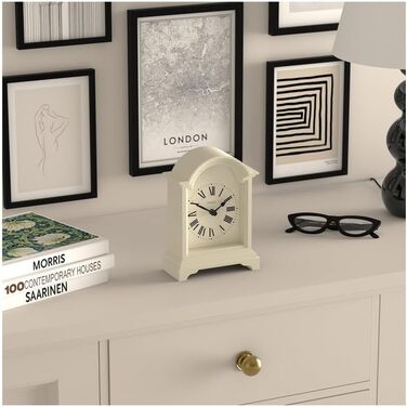 JONES CLOCKS® Bistro Table Clock | Classic Arch Design | White | Timeless style for desk, table, shelf, or nightstand