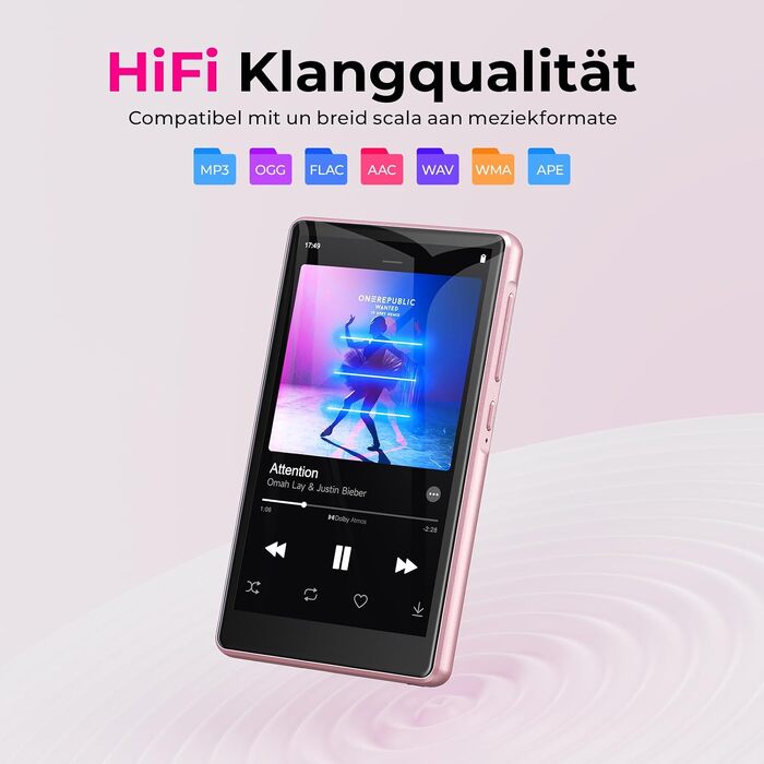 MP3 плеєр з підтримкою Spotify, Bluetooth та WiFi, сенсорний екран 4.5