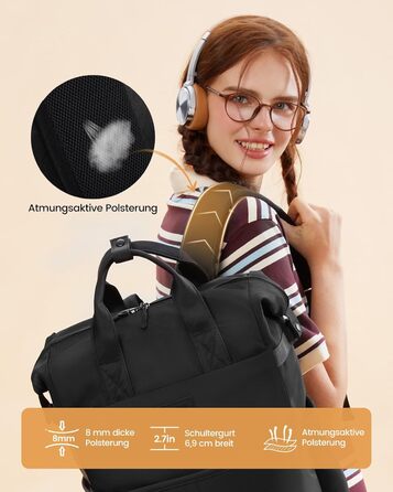 LOVEVOOK Рюкзак для жінок з відділенням для ноутбука 15.6 дюймів. Шкільний, для подорожей, університету, бізнесу. Водонепроникний, рожево-сірий