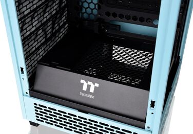 Корпус Thermaltake The Tower 200 Turquoise Mini-ITX з вертикальним розташуванням, загартоване скло, 2x CT140 вентилятори, підтримка AIO 280мм, GPU до 380мм