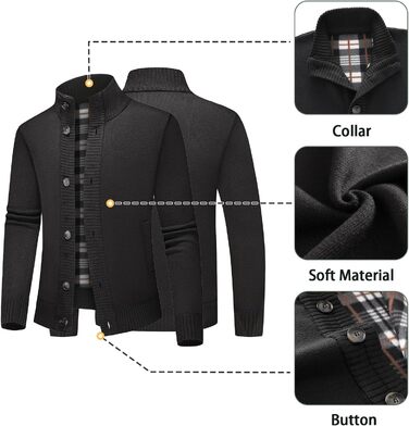 Чоловіча тепла куртка-трак з кишенями, однорядна, осінньо-зимова модель (Чорний, S)