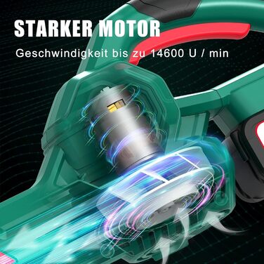 HYECHO Leaf Blower, 223 km/h Leaf Blower Battery 18V 4000mAh, with 3 inflation nozzles, Ergonomic, Operating weight 1.93Kg for cleaning leaves, removing dust