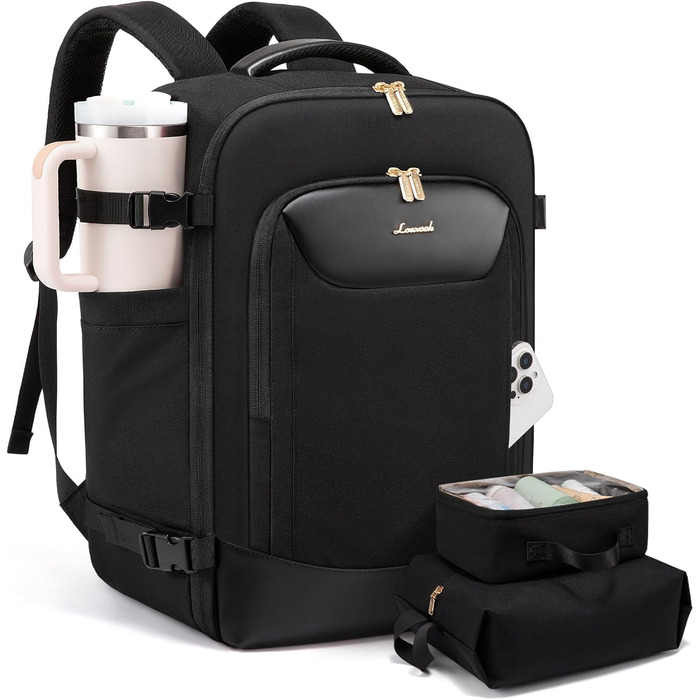 Чорний жіночий рюкзак OVEVOOK для подорожей та ділових поїздок, 40л, з відділенням для ноутбука, водонепроникний