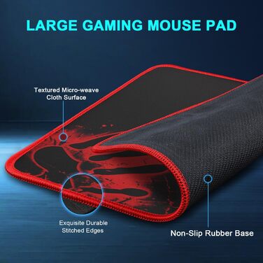 Ігровий набір клавіатури та миші: 114 клавіші QWERTZ DE, LED підсвічування, ергономічна миша з 4 кольорами, великий килимок, USB для PC/PS5/Xbox