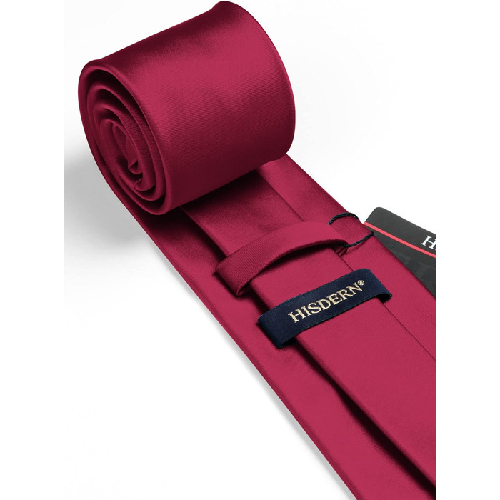 HISDERN Комплект краватки та нагрудного хустинки однотонний для весілля та свят, різні кольори, бургундський, універсальний розмір