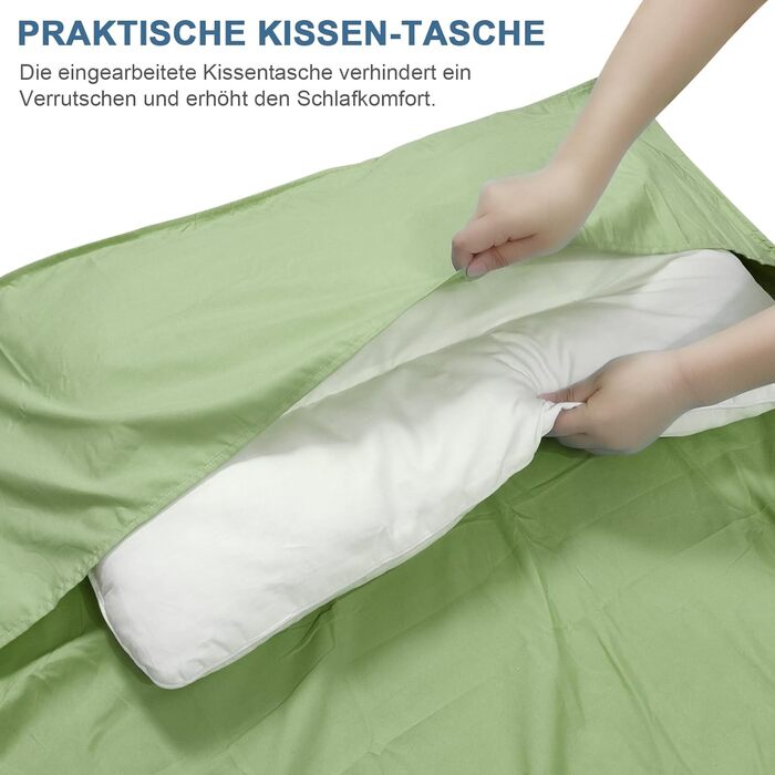 Спальний мішок для кемпінгу 2в1, мікрофібра, 220x95 см, зелений