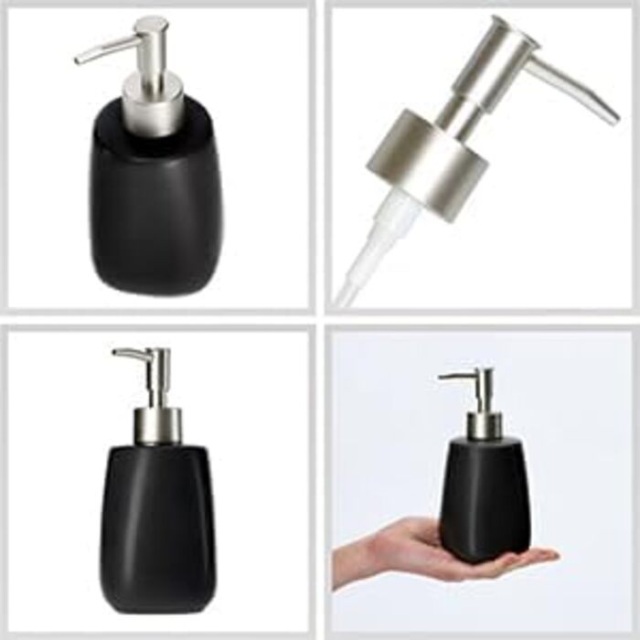 Дозатор мила KADAX з помпою, керамічний дозатор для мила, мийна станція для кухні та ванної кімнати (Чорний)