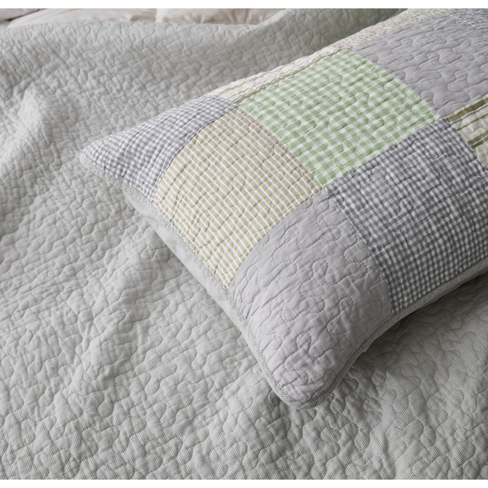 Комплект ковдр Chezmoi Collection Quinn: 3 шт. з квітковим візерунком гібіскуса, смугастий, з бавовни, легко переться – легка двостороння ковдра, розмір Queen (Плед Candy Patchwork Зелений Сірий)