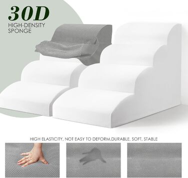 Dog stairs for small dogs, 4 steps pet stairs made of foam with waterproof cover, removable dog ramp cat stairs for sofa bed, send 1 lint roller