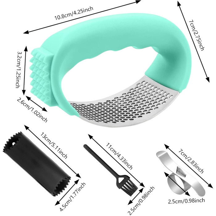 Пресс для часнику та імбиру з важелем, набір з очищувачем для апельсинів, нержавіюча сталь, професійний