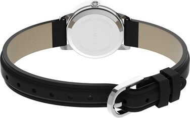 Жіночий наручний годинник Timex Easy Reader, 25 мм, зі сріблястим корпусом та чорним шкіряним ремінцем