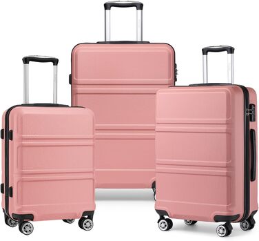 KONO Валіза-Тролей середнього розміру 24 дюйми, ABS, з TSA-замком, 4 колеса, 65×44×25.5 см, Кремово-білий (Набір 3 шт.)