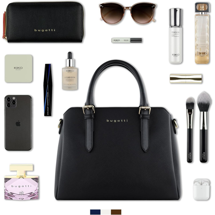 Сумка жіноча Bugatti Ella середнього розміру, штучна шкіра (Чорний Saffiano)