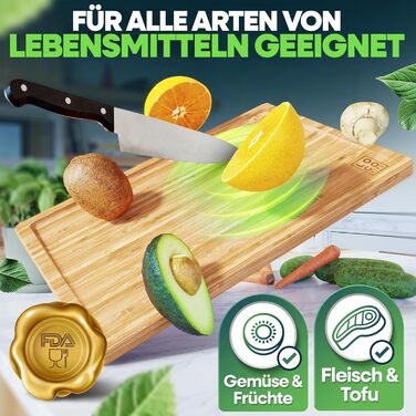 Loco Bird Cutting Board Wood 45x30x2cm – Large Wooden Board for the Kitchen, Cutting Board with Juice Groove, Knife-Friendly Wooden Cutting Board, Bamboo Board, Cutting Board Wood, Chopping Board, Kitchen Board