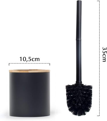 Набір для туалету Greelue: щітка для унітазу з дерев'яною ручкою та підставкою з нержавіючої сталі, чорний