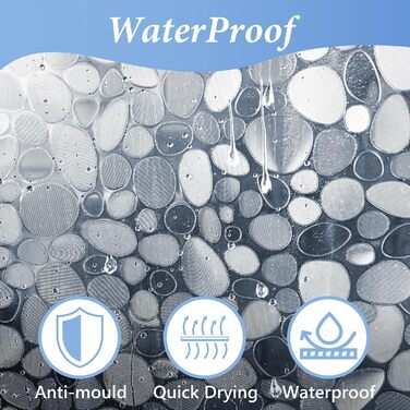 Шторка для душу LEMON CLOUD з антигрибковим покриттям та магнітною нижньою вантажівкою, 183x200 см, водонепроникна, антибактеріальна, PEVA, для душу та ванни, 12 білих кільця, 3D-візерунок (камінь), розмір 120x200 см (упаковка 1 шт.)