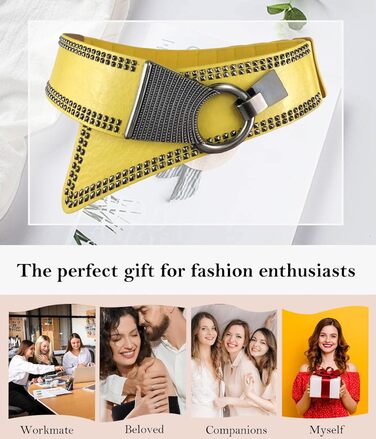 Жіночий пояс вінтажний широкий з еластичною стрічкою та пряжкою-застібкою. Колір: лимонний жовтий, розмір 31'-41'