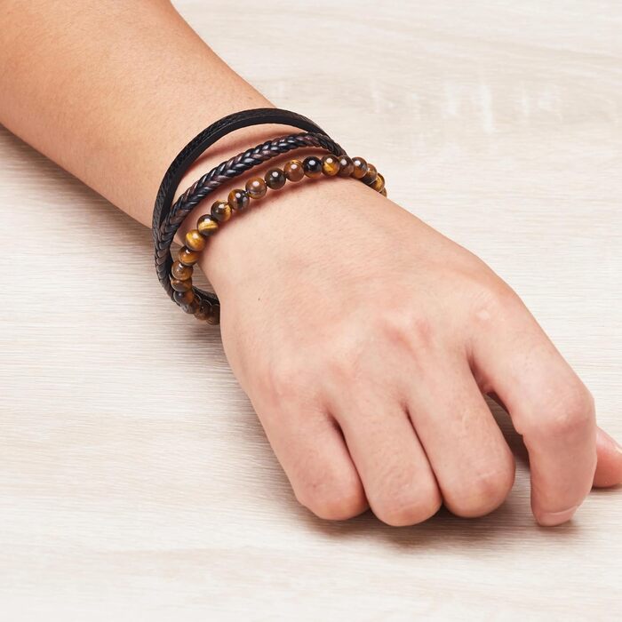 Чоловічий браслет Tigerauge з натуральної шкіри Philip Jones