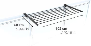 Сушарка для білизни Foxydry Duo для балкона та тераси, нержавіюча сталь/алюміній, антрацит, 102 см