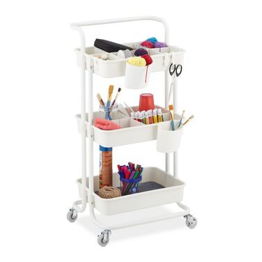 Relaxdays 3-Tier Rolling Cart