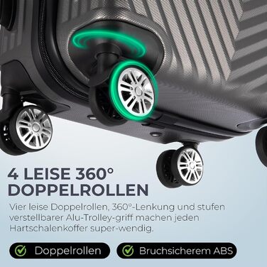 Набір валіз xRace 3 шт. ABS, 20/24/28 дюймів, ручна поклажа, TSA замок, 360° колеса, стійкий до ударів, преміум підкладка (темно-сірий)