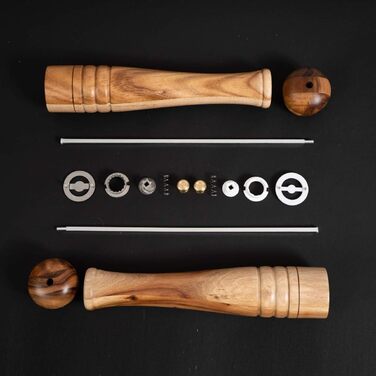 DeroTeno Salt and Pepper Grinder Set, Pepper Grinder with Stainless Steel Grinder, Salt Grinder with Ceramic Grinder, Acacia Wood, H 30 cm