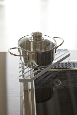 YAMAZAKI 2748 Tower Storage for the Kitchen Area, Minimalist Design, Steel, White, 22 x 22 x 5 cm (LxBxH)