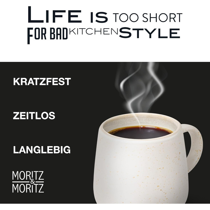 Набір чашок Moritz & Moritz SOLID UNI на 6 осіб, кремовий колір - сучасний набір з порцеляни, безпечний для мікрохвильової печі та посудомийної машини, для кави, чаю, гарячого шоколаду, капучино (6 чашок)