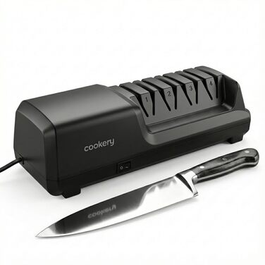 Електричний точило для ножів Cookery 4-ступеневе | Професійний точило з алмазним покриттям для кухонних ножів | Чорний