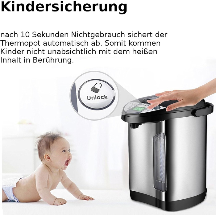 5 Liter Thermopot | Water Dispenser | LC Display | Perfect for Mulled Wine | Stainless Steel Hot Water Dispenser | Water Boiler/Mulled Wine Boiler | Dispenser | Tea Boiler | Thermos | Mulled Wine Dispenser