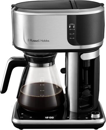 Скляний глечик Russell Hobbs Attentiv з регулюванням температури та ситом для чаю [40-100°C], нержавіюча сталь, 1.7л, з функцією підігріву, для дитячого харчування, 2400W, 26200-70 (замінний глечик для кавомашини Attentiv)