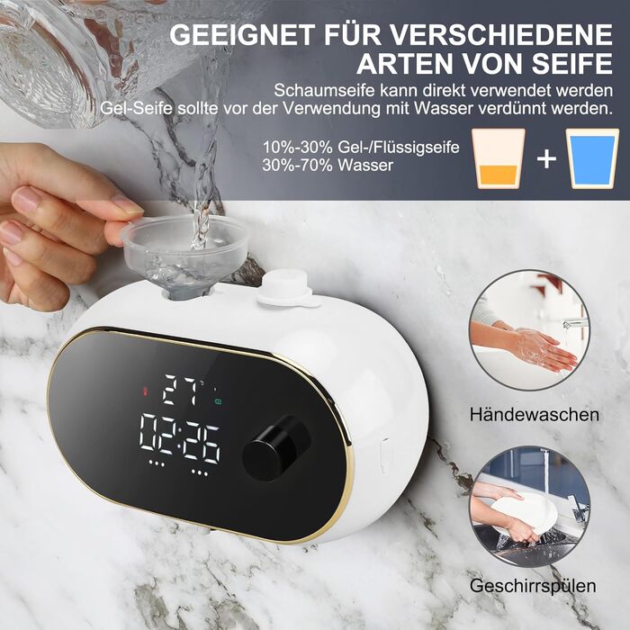Automatic Soap Dispenser Wall Mount Foam Soap Dispenser Electric Soap Dispenser No Touch Wall Mounted Sensor Foam Soap Dispenser Plastic Kitchen Bathroom Foam Dispenser White