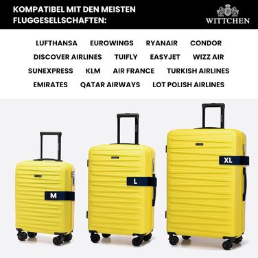 WITTCHEN Skyspeed Line - великий валіза з ABS, жорсткий корпус, телескопічна ручка, 4 колеса, колір жовтий, підходить для Lufthansa, Eurowings, Ryanair, Condor