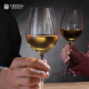 Кришталеві бокали Crystal Bohemia для шампанського - набір 6 шт, об'єм 260 мл, стійкі до миття в посудомийній машині, довговічні та стійкі до подряпин. Елегантні склянки з кришталю - ідеальний подарунок для поціновувачів шампанського (біле вино 400 мл)