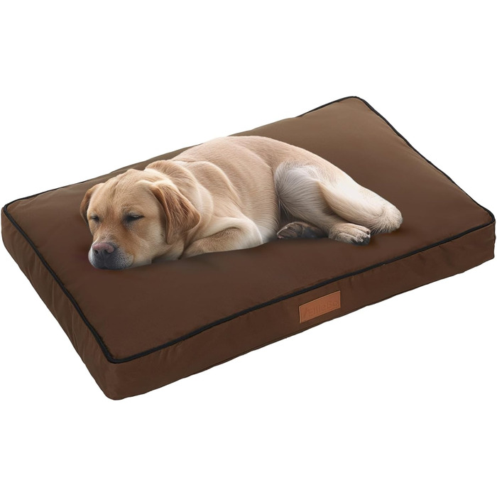 Ліжко для собак Ellie-Bo, XXL, зелене з коричневими паспалями, 117x75x10 см, з м'яким, пральним матрацом та водонепроникним покриттям Oxford