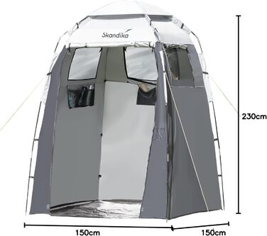 Skandika Camping Shower Tent | Privacy Changing Tent with 230cm Height, Silver-Coated, Waterproof, Separate Ground Sheet, 3 Ventilated Windows, Towel Holder, Shower Attachment | Toilet Tent