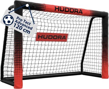 Ворота для футболу HUDORA Pro Tect 120 Advanced – Outdoor з сіткою та захисним покриттям для дітей та дорослих. Легка збірка, біло-чорний колір, 120 x 80 см