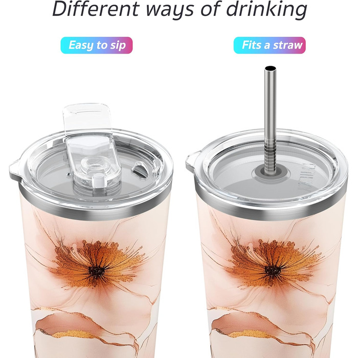 Термос THILY 780 мл з нержавіючої сталі, 2 шт. (Золотий мармур + Синій мармур) – ізольований, для кави та напоїв